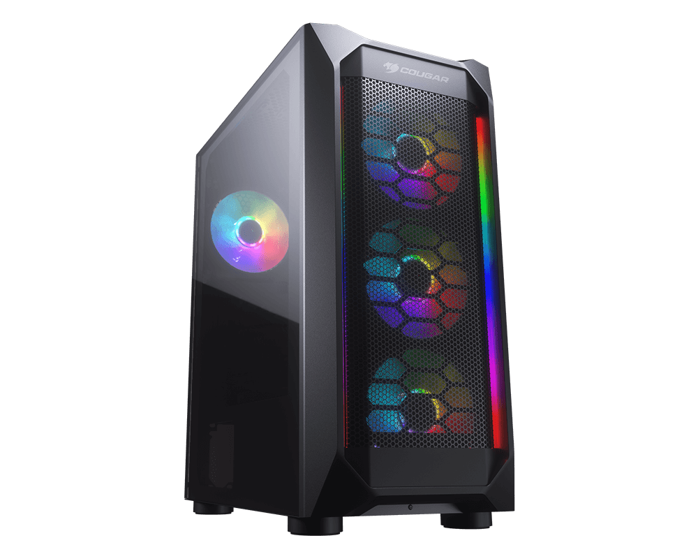 Gabinete Cougar MX410 Mesh-G RGB con Ventana / Midi Tower / ATX, micro ATX, Mini-ITX / USB 2.0, 3.0 / Sin Fuente / Negro