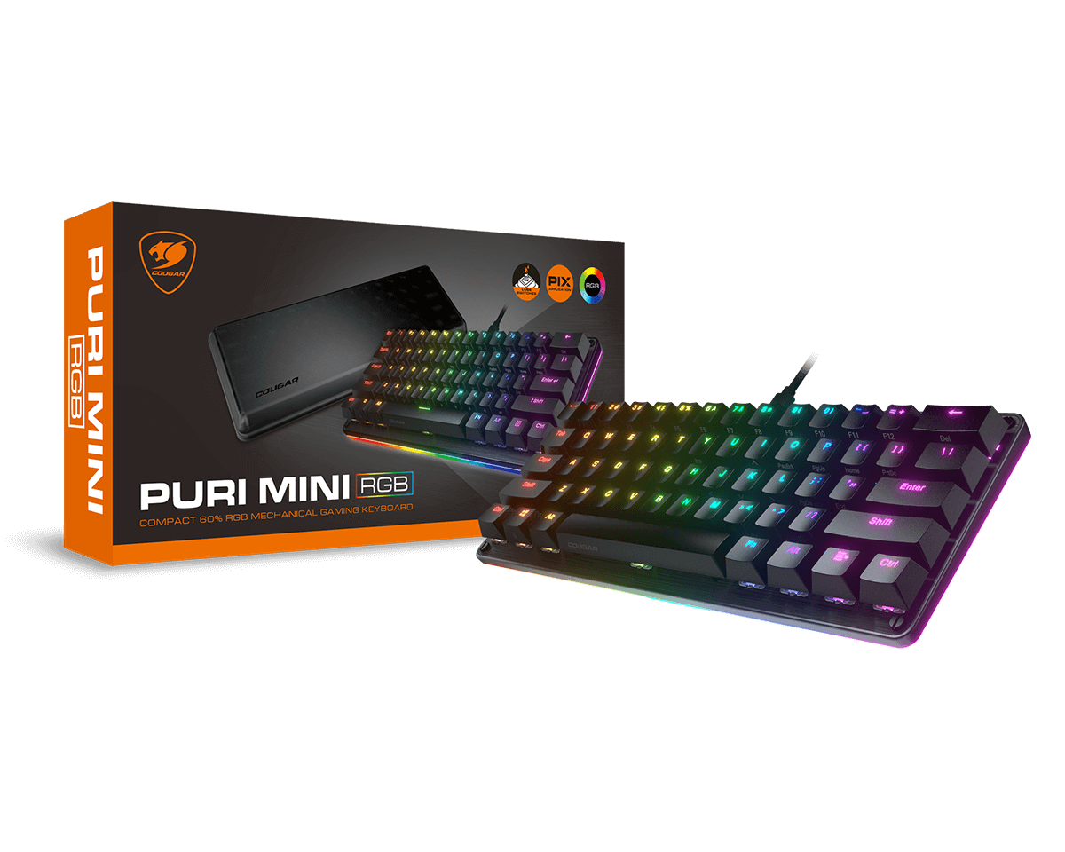 Teclado Gamer Cougar Puri Mini 60% / Teclado Mecánico / Switch Gateron Red / Alámbrico / Negro (Inglés)