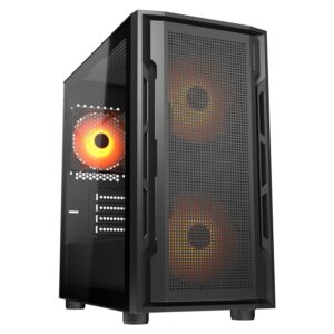 Gabinete Cougar Uniface Mini RGB / Mini-Tower / Micro-ATX/Mini-ITX / USB 2.0/3.0 / 3 Ventiladores Instalados / Negro