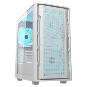 Gabinete Cougar Uniface Mini RGB / Mini-Tower / Micro-ATX/Mini-ITX / USB 2.0/3.0 / 3 Ventiladores Instalados / Blanco
