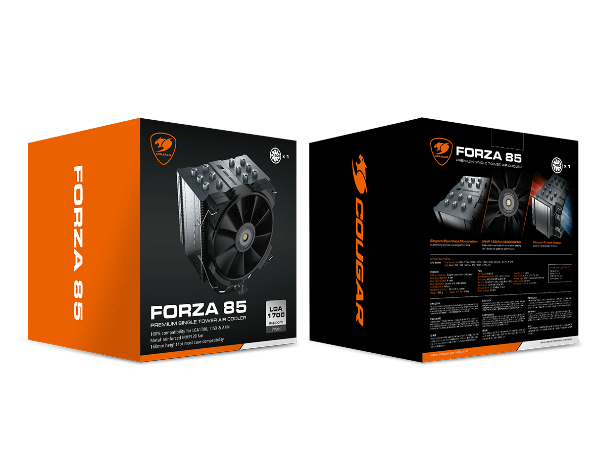 Disipador CPU Cougar Forza 85 / 120mm / 600-2000RPM / Negro