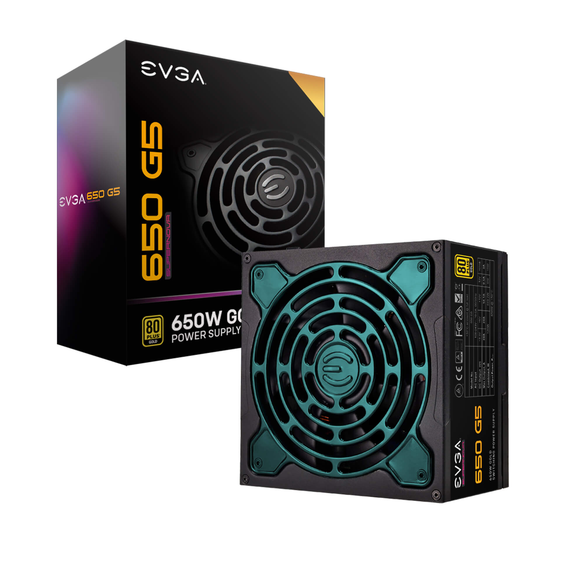 Fuente de poder 650 G5 SUPERNOVA EVGA / Certificación 80+ GOLD / Full Modular / 220-G5-0650-X1