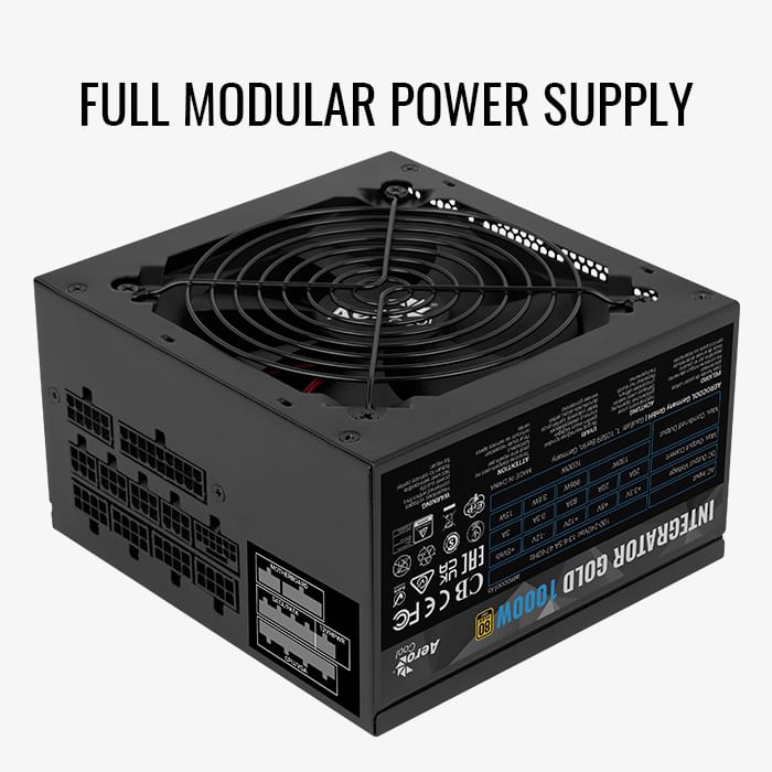 Fuente de Poder AeroCool Integrator Gold 1000W / Certificación 80 Plus Gold / Modular Completa / Negro - Image 2