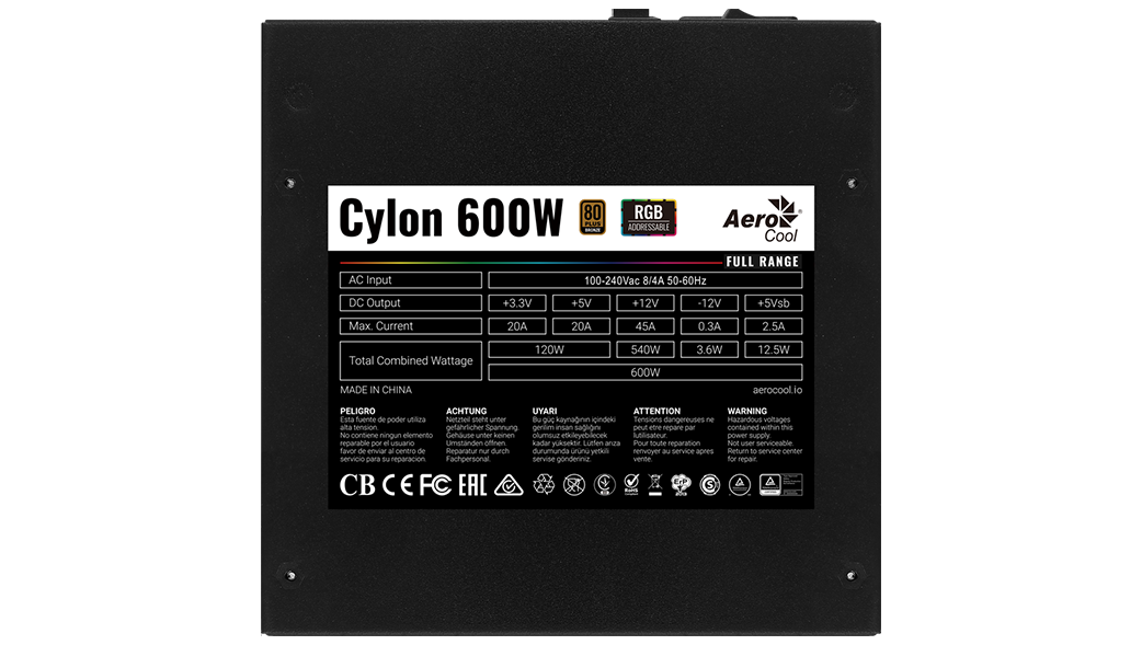 Fuente de Poder AeroCool Cylon 600W Full Range - Image 5
