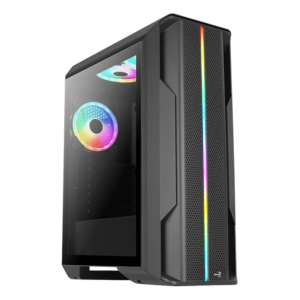 Gabinete AeroCool Splinter Duo V1 / RGB / Con Ventana / Media Torre / ATX / Sin Fuente / Negro