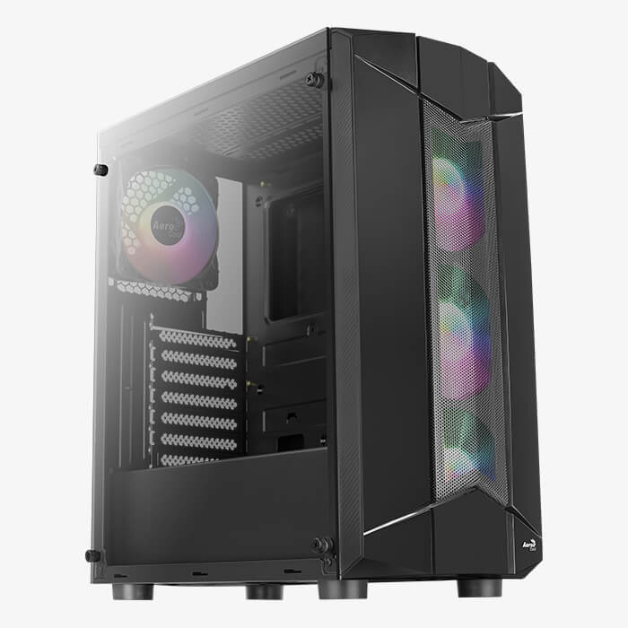 Gabinete Aerocool Sentinel Black / ARGB / Media Torre / ATX / Sin Fuente