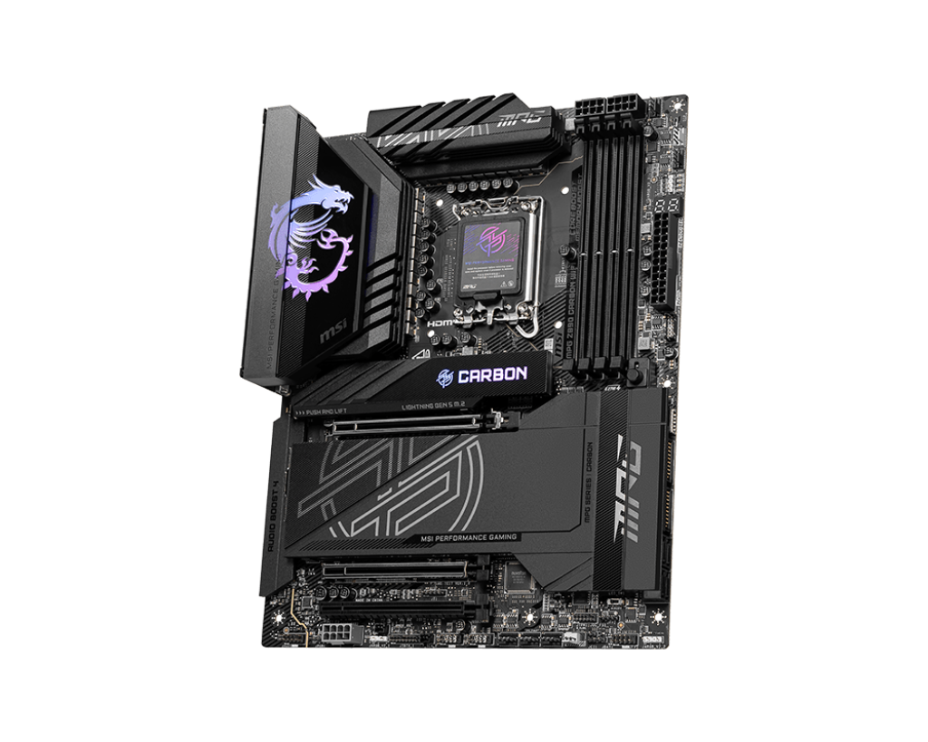 Tarjeta Madre MSI MPG Z890 Carbon WiFi / ATX / LGA1851 / VRM SPS 110A / DDR5 (9200+MT/s OC) / PCIe 5.0 / Intel® Core™ Ultra Series 2 Ready / M.2 Gen5 / Thunderbolt 4 / Wi-FI 7 / MPG Z890 CARBON WIFI - Image 3