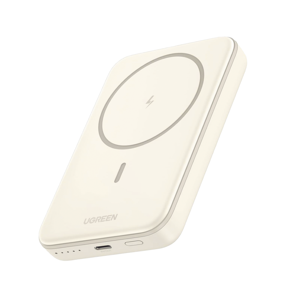 Power Bank MagSafe de 10000mAh | 20W | Carga Inalámbrica y por Cable USB-C | Sistema de Protección Inteligente | Tecnología de Carga Rápida | Ultra Delgado | Ultra ligero | Compatible con iPhone 15/14/13/12 | Color Beige.