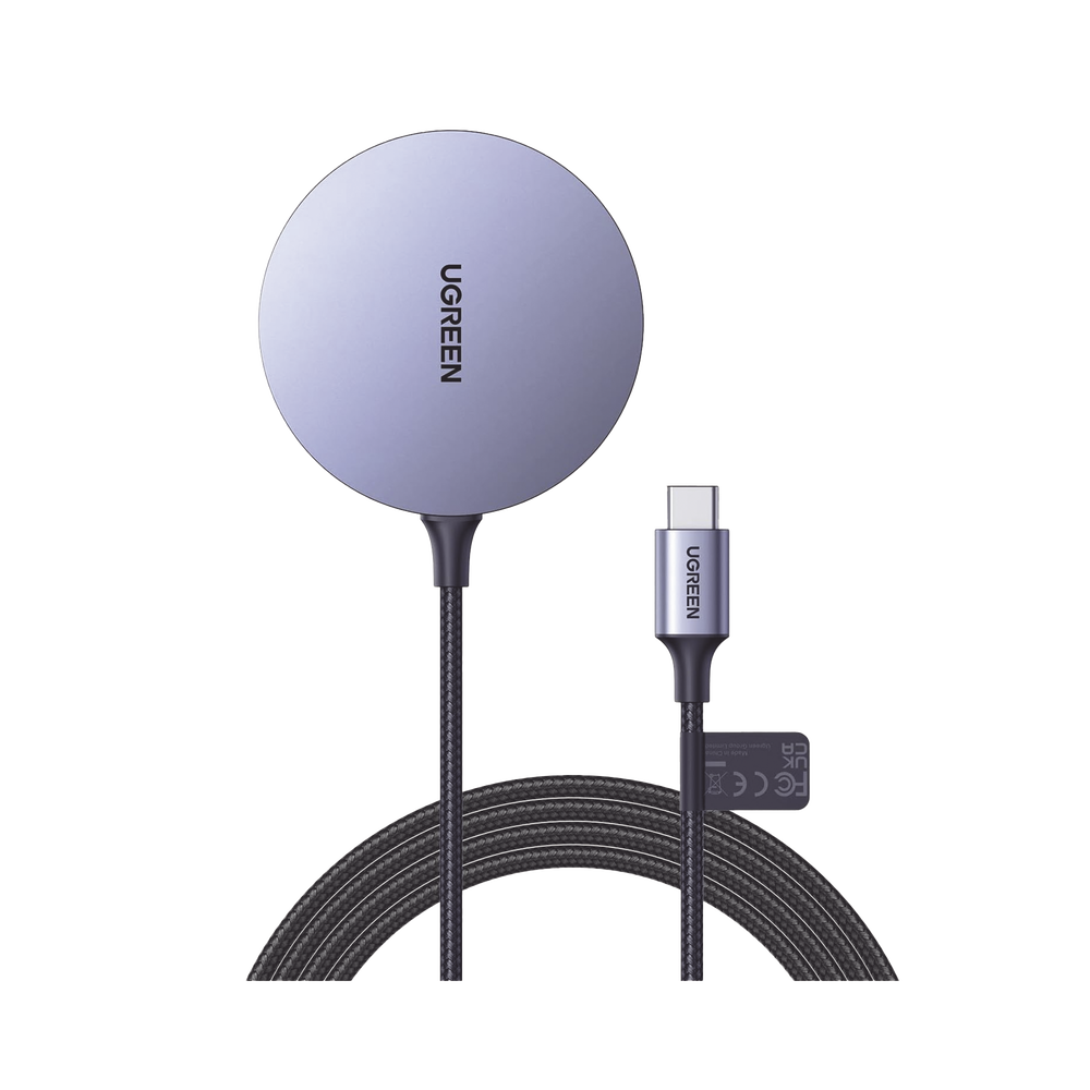 Cargador Inalámbrico Magnético | 15W | Tecnología Magsafe | Qi | Certificado MFM | Modulo de Carga Original | Carga Rápida | Fuerte Absorción Magnética | Cable de Nylon Trenzado | 1.5 metros | Multi Protecci&oacut