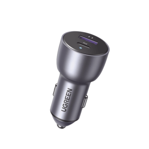 Cargador de Auto 42.5W | Puerto USB-A y USB-C | Carga Rápida | Compatible con Vehículos de 12 y 24 VCD | PD3.0 + QC3.0 | Chip Inteligente | Diseño Compacto Mayor Eficiencia Energética | Caja de Aluminio.