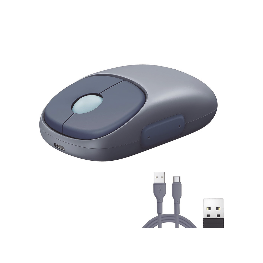 Mouse Inalámbrico FUN? / Recargable / 2.4G & Bluetooth / 4 Niveles de DPI / Silencioso / Ergonómico / 5 Botones / Compatible con Windows, macOS 10.5, Android iOS Linux y Chrome OS / Color Azul - Image 2