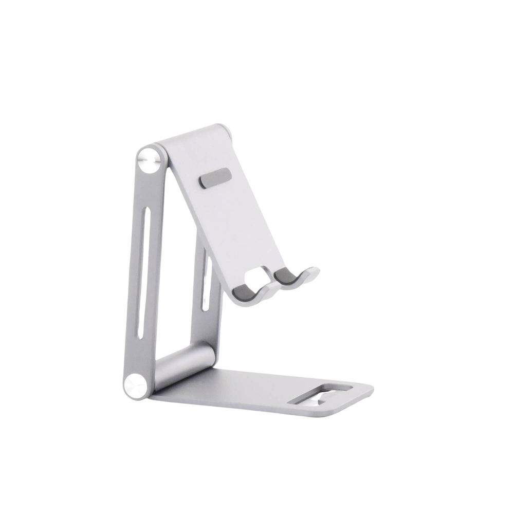 Soporte para Teléfono Celular de Aluminio / Angulo Ajustable / Amplia Compatibilidad con dispositivos de 4.7'' a 7.9'' / Antideslizante / Antiarañazos / Plegable / Color Gris - Image 2