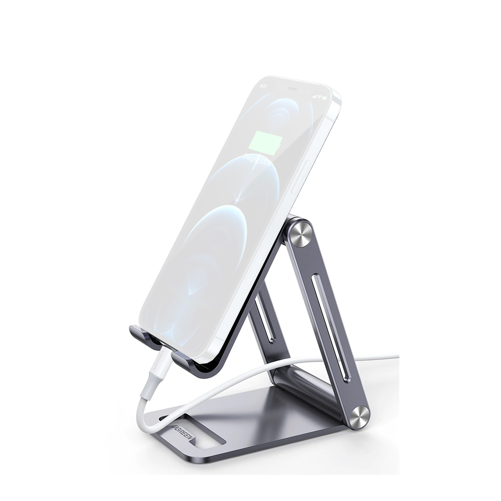 Soporte para Teléfono Celular de Aluminio / Angulo Ajustable / Amplia Compatibilidad con dispositivos de 4.7'' a 7.9'' / Antideslizante / Antiarañazos / Plegable / Color Gris - Image 4