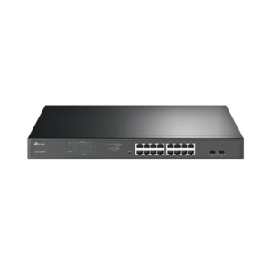Switch JetStream de 16 puertos 10/100/1000Mbps y PoE af/at, 2 puertos SFP hasta 192W.