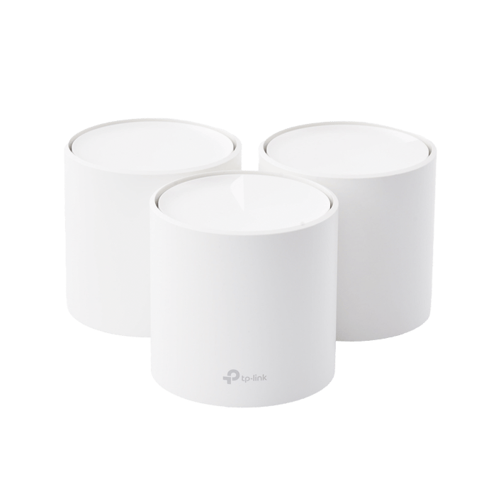 Kit 3 Routers Inalámbricos MESH Interior para Hogar / Doble Banda Wi-Fi 6 AX1800 Mbps / 2 Puerto Gigabit WAN/LAN / 2 Antenas Internas / Administración Mediante la App Deco (iOS, Android) / Protección HomeShield