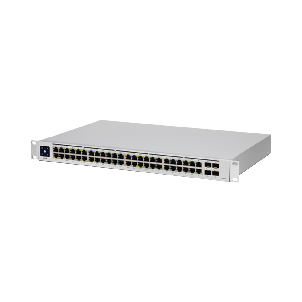 UniFi Switch USW-48-POE, Capa 2 de 48 puertos (32 puertos PoE 802.3af/at + 16 puertos Gigabit) + 4 puertos 1G SFP, 195W, pantalla informativa