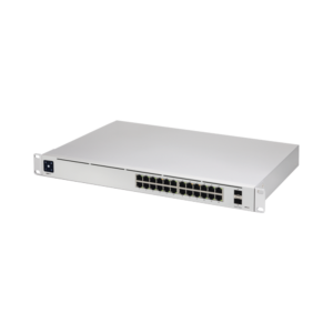 UniFi Switch USW-Pro-24, Capa 3 de 24 puertos Gigabit RJ-45 + 2 puertos 1/10G SFP+, pantalla informativa