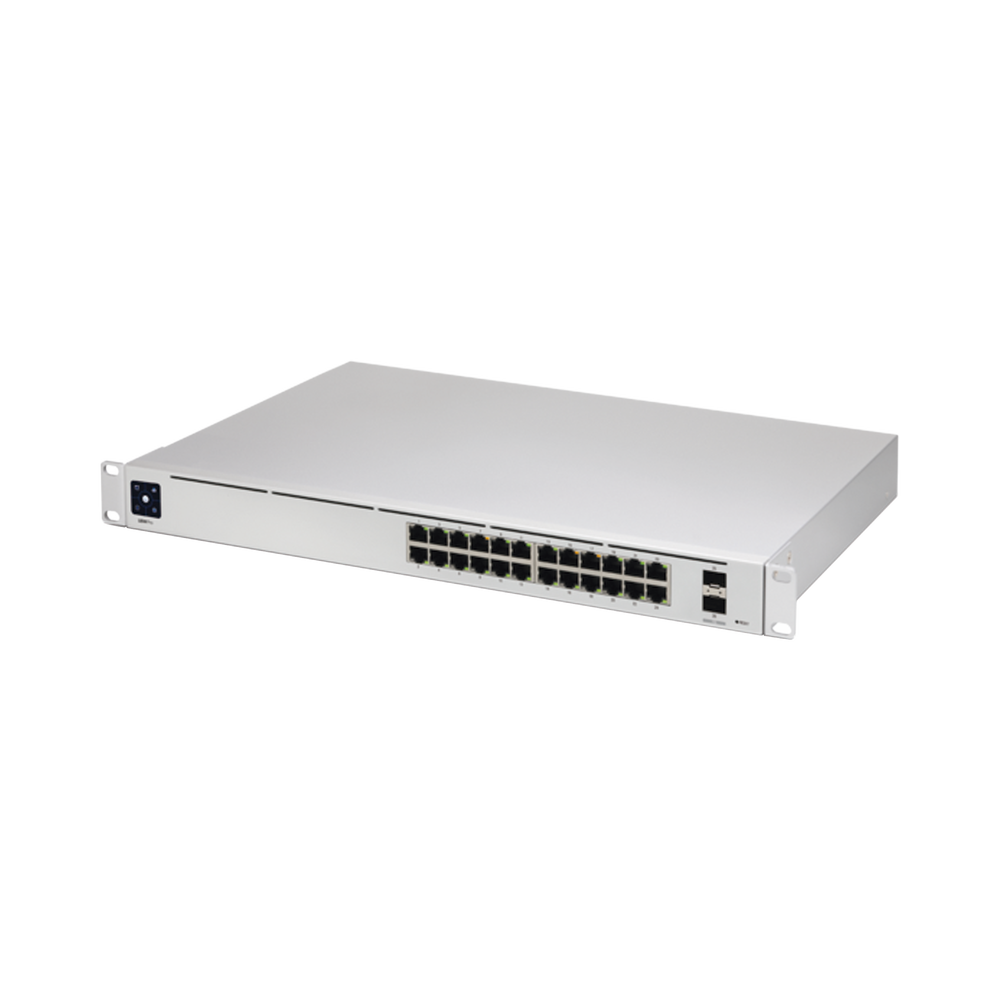 UniFi Switch USW-Pro-24, Capa 3 de 24 puertos Gigabit RJ-45 + 2 puertos 1/10G SFP+, pantalla informativa