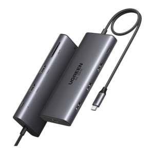 HUB USB-C (Docking Revodok Pro 210) 10 en 1 | 2 Puertos HDMI 8K,4K@60Hz | 3 USB-A | USB-C (5Gbps) | USB-C PD Carga 100W | RJ45 (Gigabit Ethernet) | Lector Tarjetas SD + Micro SD (TF) Simultáneo | Carcasa de Aluminio.