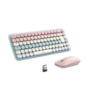 Paquete de Teclado y Mouse Inalámbrico UGREEN / Conexión Dual (2.4GHz y Bluetooth 5.0) / Recargable / Diseño Ergonómico / Color Rosa