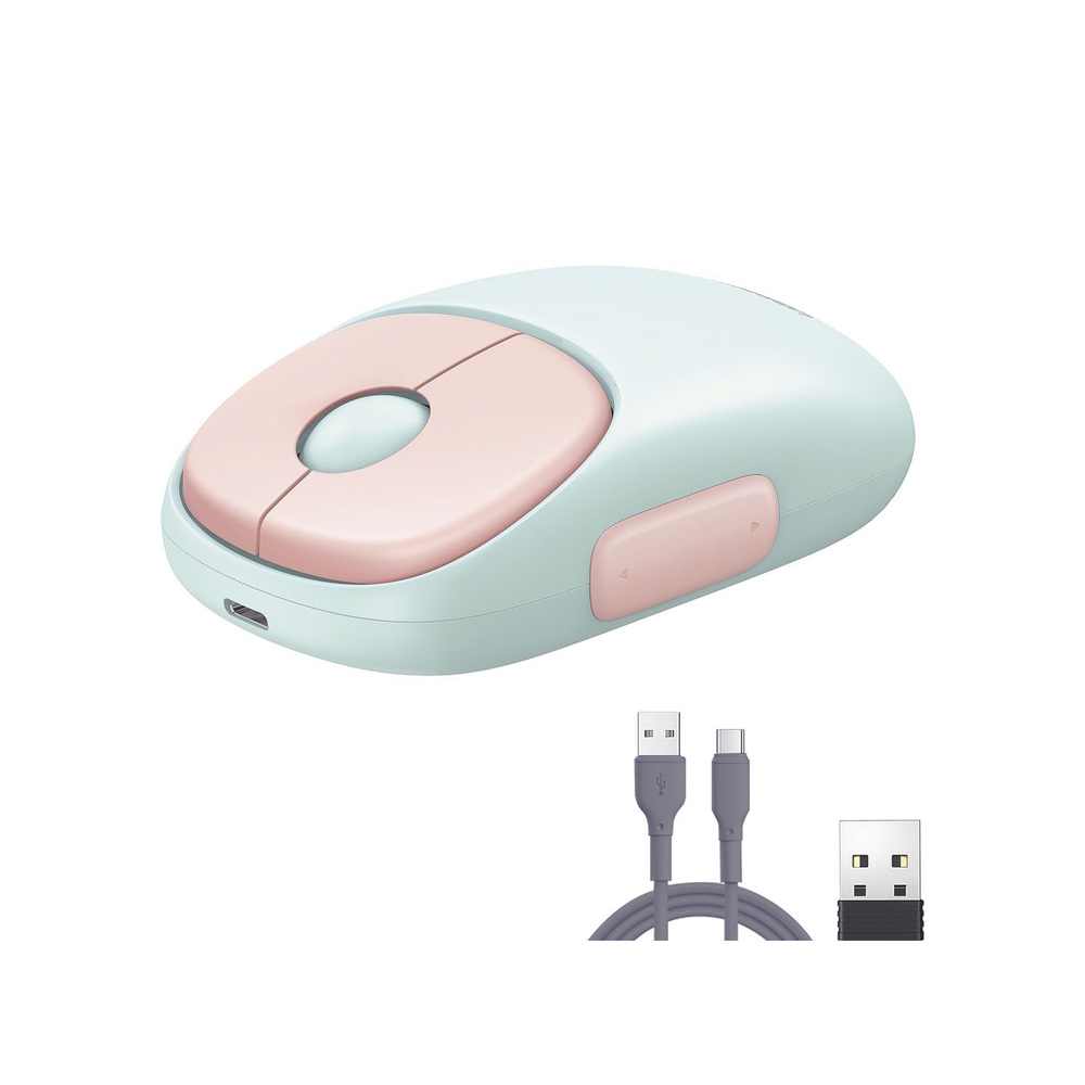 Mouse Inalámbrico FUN+ / Recargable / 2.4G & Bluetooth / 4 Niveles de DPI / Clic Silencioso / Ergonómico / 5 Botones / Compatible con Windows, macOS 10.5, Android iOS Linux y Chrome OS / Color Rosa - Image 3