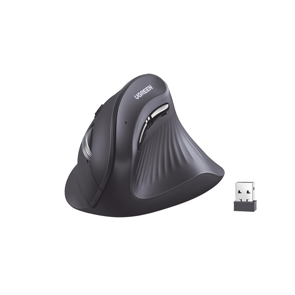 Mouse Inalámbrico en Angulo Vertical | 2.4G & Bluetooth | Conecta 3 dispositivos Simultáneamente | 4 Niveles de DPI | Clic Silencioso | 5 botones Silenciosos | Soporta Win, Mac, Linux & Chrome.