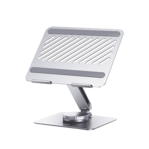 Soporte Giratorio de Aluminio para Laptop | Giratorio 360° | Función de Bloqueo | Soporta Laptops de 10 a 17.3''| Capacidad de Carga 5Kg | Excelente Estabilidad | Diseño Ergonómico | Altura y Angulo Ajustable