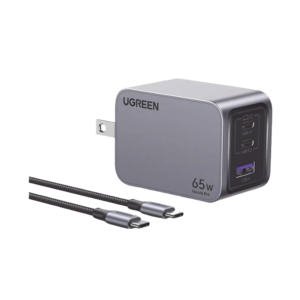 Cargador de 65W serie Nexode Pro | 3 Puertos de Carga Rápida | 2 USB-C | 1 USB-A | Tecnología GaNInfinity | PD3.1 de 65W / QC4.0 | Tecnología de Protección Térmica | Optimiza la Carga | Caja de Aluminio | Incluye Cable U