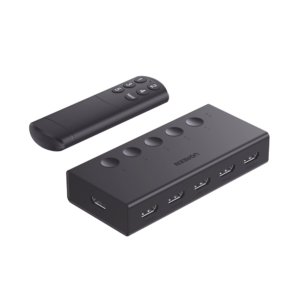 Conmutador HDMI 5X1 | 4K@60Hz | HDMI 2.0, 1.4 |  HDCP 2.2, 1.4 | VRR | Dynamic HDR | 3D | CEC | EDID | IR 10m | 18Gbps | Cambio Manual y por Control Remoto |  Incluye Cable de Alimentación USB