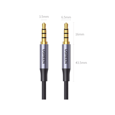 Cable Auxiliar de 3.5mm / Cable Audio Estéreo / Núcleo de Alambre de Cobre Esmaltado / Carcasa de Aluminio Azul + Nylon Trenzado / Soporta Micrófono / 5 Metros - Image 3