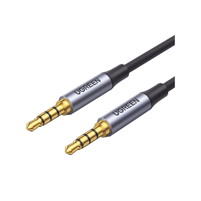 Cable Auxiliar de 3.5mm / Cable Audio Estéreo / Núcleo de Alambre de Cobre Esmaltado / Carcasa de Aluminio Azul + Nylon Trenzado / Soporta Micrófono / 5 Metros