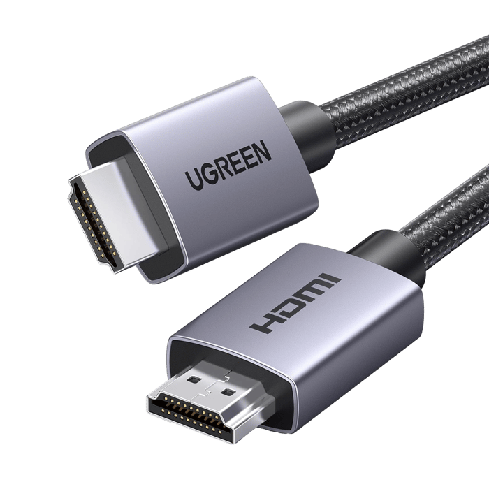 Cable HDMI 2.0 de Nylon Trenzado | 1 m | 4K@60Hz | ARC | Dolby ATMOS | True HD | DTS HD | HDR | 3D Inversivo | 3 modos de Visualización | 3 Capas de Protección + 4 de Blindaje | Niquelado | Carcasa de Aluminio.