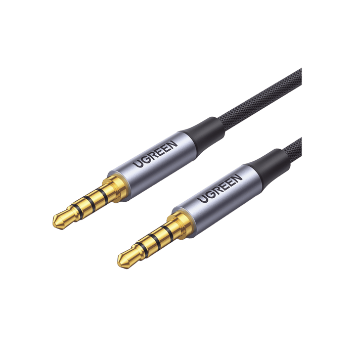 Cable Auxiliar de 3.5mm / Cable Audio Estéreo / Núcleo de Alambre de Cobre Esmaltado / Carcasa de Aluminio Azul + Nylon Trenzado / Soporta Micrófono / 2 Metros