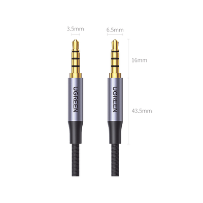 Cable Auxiliar de 3.5mm / Cable Audio Estéreo / Núcleo de Alambre de Cobre Esmaltado / Carcasa de Aluminio Azul + Nylon Trenzado / Soporta Micrófono / 2 Metros - Image 3
