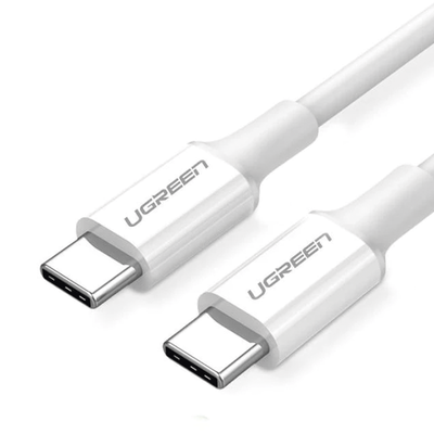 Cable USB-C a USB-C | 1 Metro | Carga Rápida de hasta 60W | Transferencia de datos de 480 Mbps | PD3.0 | QC 4.0/3.0/2.0 | FPC | AFC | Duradero y Flexible| Caja ABS | Cubierta de TPE | Color Blanco. - Image 3
