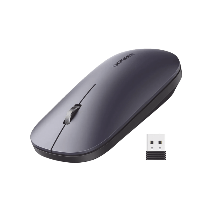 Mouse inalámbrico 2.4 GHz | Ultra Delgado y Silencioso | DPI 1000/1600/2000/4000 (Ajustable) | Alcance 10m | Scroll de Aluminio | Adaptable a diferentes superficies | Diseño suave al tacto | Contiene Receptor USB | Color Negro.