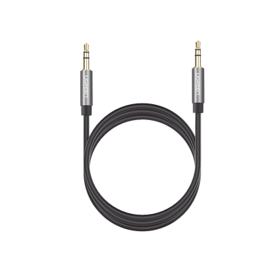 Cable Auxiliar 2 Metros / Conector 3.5mm a 3.5mm / Macho a Macho / Cubierta de TPE / Carcasa de Aluminio / Color Negro - Image 2