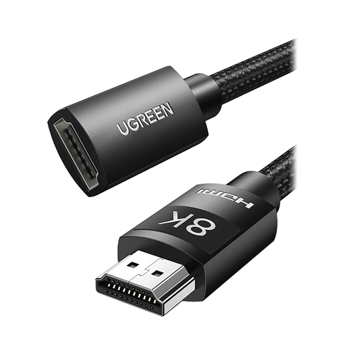 Cable de extensión HDMI 8K / 1 Metro / Macho a Hembra / HDMI 2.1 / 8K@60Hz / Núcleo de Cobre Puro 28AWG / Soporta la Conexión de hasta 3 Metros de largo en HDMI 2.1