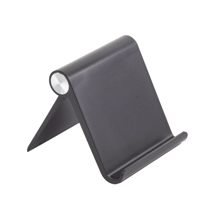 Soporte de Escritorio para Teléfono Celular / Ajustable de 0° a 100° / Goma Antiarañazos / Antideslizante / Amplia Compatibilidad con dispositivos de 4'' a 7.9'' / Plegable / ABS / Color Negro