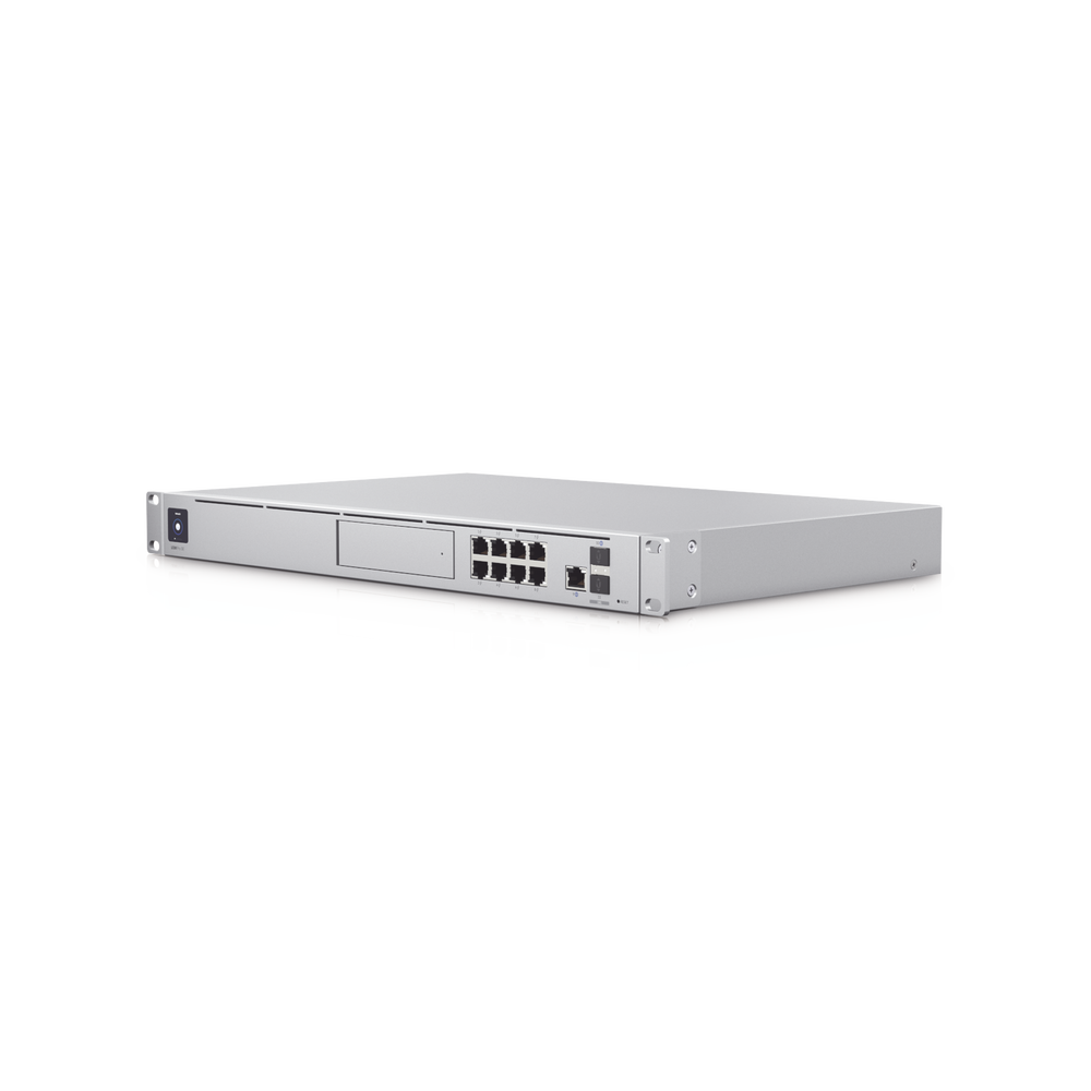 UniFi OS Console: Dream Machine Special Edition, 8 puertos LAN RJ45 con POE, 1 LAN SFP+, 1 WAN 2.5G RJ45 y 1 WAN SFP+, 128 GB de memoria interna. Todas las aplicaciones UniFi integradas
