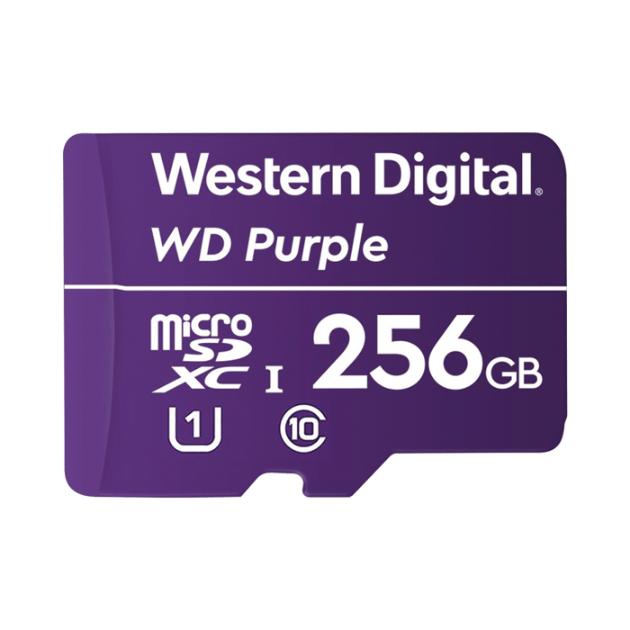 Memoria microSD de 256 GB PURPLE, Especializada Para Videovigilancia, 10 VECES MAYOR DURACIÓN, 3 AÑOS DE GARANTIA