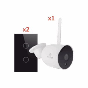 Kit de Seguridad Inteligente / 1 Cámara WiFi 1080p + 2 Apagadores Inteligentes / Audio Bidireccional / Visión Nocturna / Compatible con App SriHome