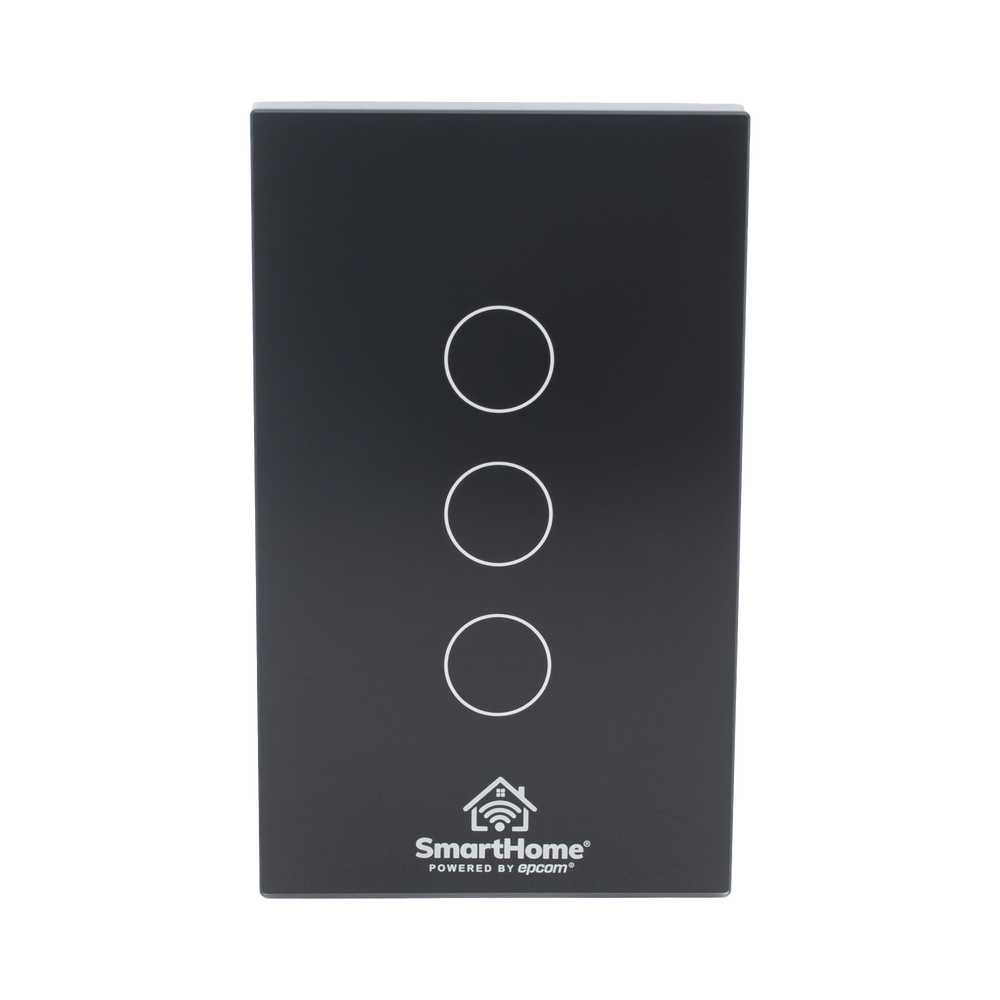 Apagador Inteligente Wi-Fi / 3 Regresos / Panel de Vidrio Templado / Control por App y Voz / Compatible con Alexa y Google Home / 800 W por Regreso / 100–250 V