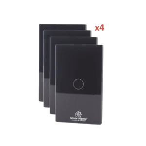 KIT 4 Apagadores Dobles Inteligentes Wi-Fi / Control de 3 Regresos / Panel de Vidrio Templado / Compatible con Alexa y Google Home / 800 W por Regreso / 100–250 V