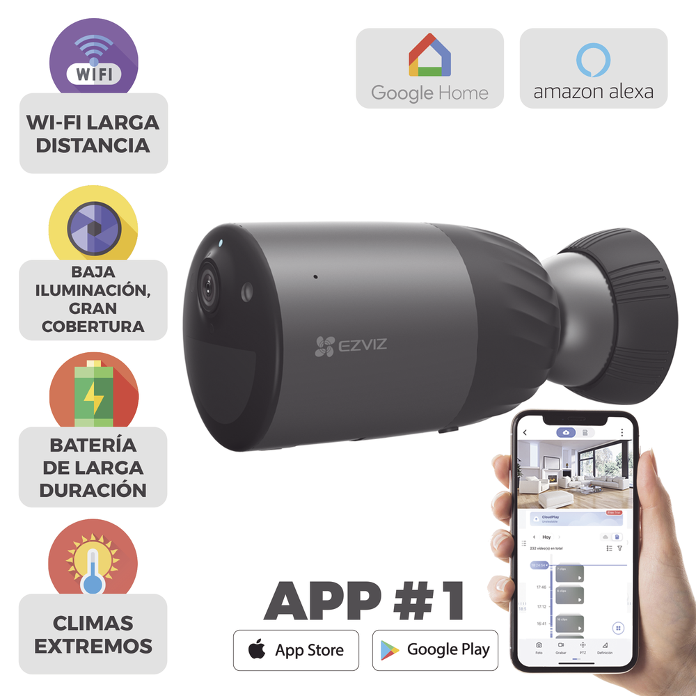 Cámara Exterior Inalámbrica EZVIZ / CS‑BC1C / 1080p / Batería 7800 mAh / Visión Nocturna Color / Audio Bidireccional - Image 4