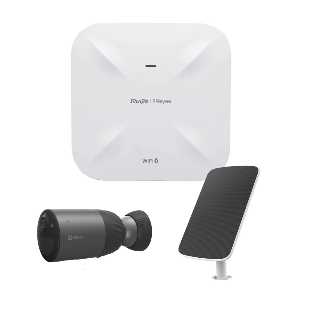 Kit de Cámaras Wi-Fi con Access Point/ Incluye 1 Cámara de Batería CS-BC1C / 1 Pane solar Mod. CS-CMT-SOLARPANEL-C / 1 Access Point RG-RAP6260(G)