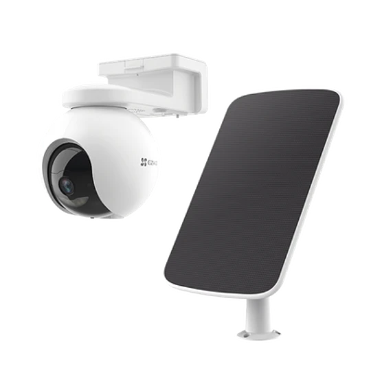 Kit de Camara Ezviz de Batería Recargable y Panel Solar, Wi-Fi, Memoria de 32 GB, Incluye 1 pieza de CS-HB8 y 1 Pieza de CS-CMT-SOLARPANEL-C, Modelo: CS-HB8/K