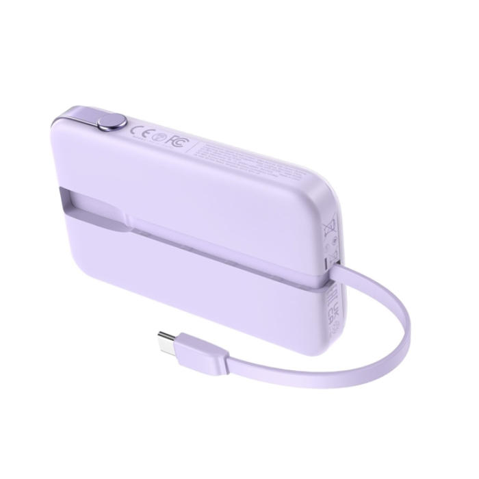 Power Bank Serie UNO 10000mAh / 30W / Cable USB-C Integrado / 2 Salidas de Carga Rápida / Pantalla Inteligente / Carcasa Ignífuga / Aprobado por Aerolíneas / Color Purple - Image 2