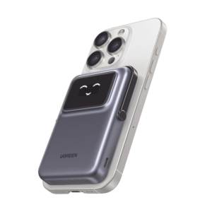 Power Bank UGREEN Serie UNO / 10000mAh / Carga Inalámbrica 7.5W / Carga Rápida USB-C 20W Bidireccional / Pantalla TFT Inteligente con Emojis / Holder Integrado / Color Grey