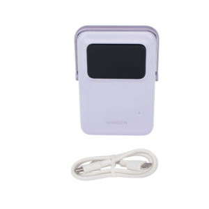 Power Bank Serie UNO Inalambrico / 10000mAh | 7.5W/20W  /  Con Emojis de Estado / Carga Rápida USB-C Bidireccional  / Pantalla TFT  Inteligente / Con Holder / Color Purple.